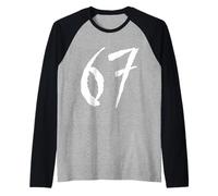 67 Design Grafico con Numeri angosciati in Stile Horror Maglia con Maniche Raglan