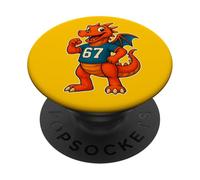 67 drago rosso sei sette tendenza divertente PopSockets PopGrip Adesivo