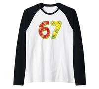 67 Fruity Delight Compleanno Numeri Arte Maglia con Maniche Raglan
