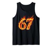 67 Fuoco Sei Sette Meme Fiamme Slang Numero Divertente Bambini Adolescenti Canotta