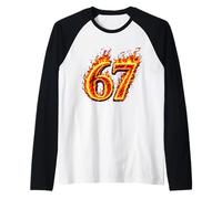 67 Fuoco Sei Sette Meme Fiamme Slang Numero Divertente Bambini Adolescenti Maglia con Maniche Raglan