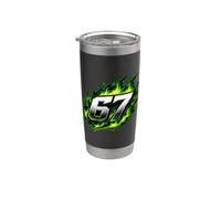 67 Green Flame Six Seven Meme Brainrot Gen Alpha Slang Gioventù Bicchiere termico in acciaio inox doppia parete