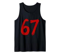 67 Horror Scratch Numero Rosso Spettrale Design Stile Minimale Canotta
