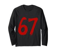 67 Horror Scratch Numero Rosso Spettrale Design Stile Minimale Maglia a Manica
