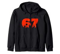 67 Intenso Calore Stile Numero Grafico Bold Energy Look Felpa con Cappuccio