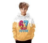 67 Jumper Felpe con cappuccio per bambini 6 7 meme pullover a maniche lunghe top Y2k novità sei sette maglioni con cappuccio divertente costume invernale da ragazzo, bianco, 4-5 Years