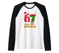 67 mas Meme Candy Cane Six Seven Kids Men Women Christmas Maglia con Maniche Raglan