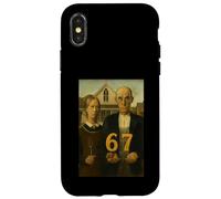 67 Meme American Gothic Art Six Seven Gen Alpha Slang Custodia per iPhone X/XS