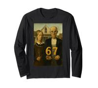 67 Meme American Gothic Art Six Seven Gen Alpha Slang Maglia a Manica