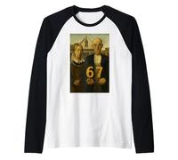 67 Meme American Gothic Art Six Seven Gen Alpha Slang Maglia con Maniche Raglan