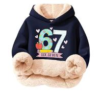 67 meme - Felpa con cappuccio per bambini, con scritta in lingua tedesca Six Seven, con stampa invernale, in pile ispessito, per adolescenti, casual, unisex, regalo di Natale, Blu 1, 13-14Years