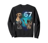 67 Meme Great Dane Ulula alla Luna Six Seven Felpa