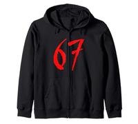 67 Red Horror Brush Number Spaventoso Graphic Design Felpa con Cappuccio