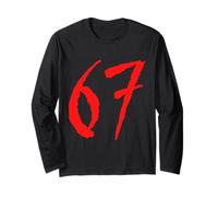 67 Red Horror Brush Number Spaventoso Graphic Design Maglia a Manica