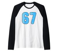 67 Righello Stile Numero Back to School Graphic Design Maglia con Maniche Raglan