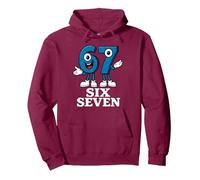 67 Six Seven 6-7 - Gen Alpha Italiano Brainrot Gaming Meme Felpa con Cappuccio, Unisex per Adulti, Bordeaux, S