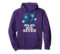 67 Six Seven 6-7 - Gen Alpha Italiano Brainrot Gaming Meme Felpa con Cappuccio, Unisex per Adulti, Viola, S