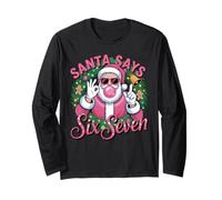 67 Six Seven Christmas 2025 Funny Gen Alpha Meme Santa Rosa Maglia a Manica