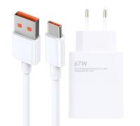 67 W Xiaomi Caricatore Rapido, Caricatore Xiaomi 67 W con Cavo USB C da 2 M, Turbo Ricarica Adattatore di Caricatore per Xiaomi Redmi Note 13 12 11Pro 11S 10 Mi 11 Ultra 11i 10T Lite POCO X6 M6 X5 Pro