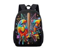 67 Zaino per bambini e ragazzi, motivo baseball e lecca-lecca, 43 cm, stampa 3D, zaino per la scuola per ragazzi e ragazze, nero, 20, L, Minimalista