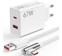 67W Caricatore Rapido con Cavo USB C 1M per Redmi Note 13 Pro 12 Pro 11 Pro 11s,2-Porte USB C Presa con PD 45W Charge Turbo per Xiaomi 14/13T/13 Lite/12 Lite/12/POCO X6 Pro/X6/M6 Pro/F5 Pro/Redmi 12