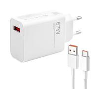 67W Caricatore Rapido USB con Cavo USB C per Mi Turbo Charge， Caricatore Turbo per Xiaomi per Xiaomi Redmi 15/14/13T/ 13/ 12S Ultra/ 13 Lite/ 12X/ 11T,Note 13Pro/12Pro/11Pro,11S 11 Ultra