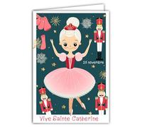 68-1349 Carta Viva Santa Caterina 25 novembre Desideri una buona festa a una bambina ballerina stella danza classica ballerina Schiaccianoci Balletto - Con busta bianca 12 x 17 cm