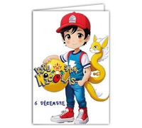 68-1362 Biglietto Vive San Nicola 6 dicembre Augura una buona festa a un ragazzino scolaro che ama i mostri fantastici da collezionare, con busta bianca formato 12 x 17 cm