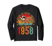 68 Year Old Sloth Vintage 1958 Limited Edition 68th Birthday Maglia a Manica
