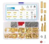 680 Pezzi M2.5 Distanziali Esagonali Maschio-Femmina Ottone, Distanziatori Vite Dado Esagonale, Kit Assortimento Scheda Madre PCB, Distanziatore Pilastro Filettato per Elettronica, Computer Fai da Te