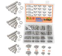 680PCS M3 M4 M5 M6 Bulloni e Dadi e Rondella Acciaio inossidabile 304 Kit Viti e Dadi Pan a Croce Bullone Meccanico Set di Assortimenti Per Riparare il Fissaggio