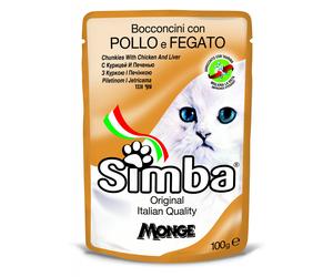 688863 Q.TA' 24 CIBO GATTO MONGE SIMBA 100 G POLLO E FEGATO