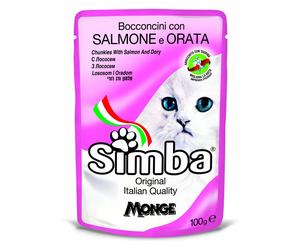 688865 Q.TA' 24 CIBO GATTO MONGE SIMBA 100 G SALMONE E ORATA