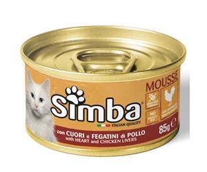 688871 Q.TA' 24 CIBO GATTO MONGE SIMBA 85 G CUORI E FEGATINI POLLO