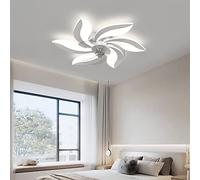 68cm Plafoniera Led con Ventilatore Silenzioso Moderno Fiore Lampadario Ventilatore con Telecomando/APP Dimmerabile Estate Inverno Ventilatore da Soffitto con Luce per Camera da letto, Blanc