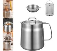 68oz Rose and Teddy Stainless Steel Fryer with Basket, Rose And Teddy Stainless Steel Fryer, Large Capacity Versatile Kitchen Oil Storage Pot, Grease Container (50oz)