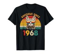 68th Birthday Gift Vintage Cat Lover Awesome Since 1958 Maglietta
