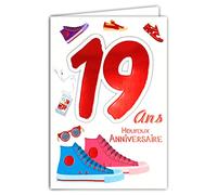 69-2020 - Biglietto di compleanno per 19 anni, unisex, per cocktail e feste, serate
