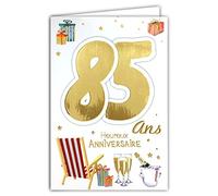 69-2043 - Biglietto di compleanno per 85 anni, unisex, motivo: bottiglia di champagne