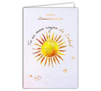 69-3111 - Biglietto di compleanno con scritta "Tu sei il mio raggio di sole, dipinto all'acquerello, con motivo "Hirondelle", finitura doratura oro dorato + goffratura in rilievo, 1 busta formato 12 x