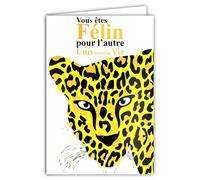 69-8138 - Biglietto FLUO congratulazioni UNION PACS MATRIMONIO Sei felino per l'altra coppia unita per la vita leopardata, con busta, 12 x 17,5 cm, interno bianco - Inchiostri fluo, creato e