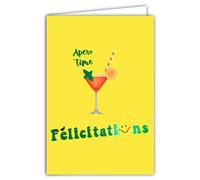 69-9040 - Biglietto di auguri con parola in rame lucido, con busta, 12 x 17,5 cm, per apero tempo, in vetro da cocktail Spritz fruttato, Trinquer Orange Agrume Menta Interni, colore: Bianco