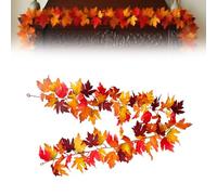 69-Inch Autumn Maple Leaf Wreath, 36 Double Maple Leaf Vines, Home Thanksgiving Decoration, Suitable for Party Weddings, With Hook(Color2)