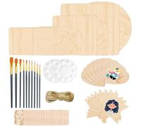 69 pannelli in legno non trattati, 9 misure, pannelli in legno naturale, dischi di legno vuoti, quadrati per fai da te, pirografi, sculture artistiche, sottobicchieri, pittura, decorati