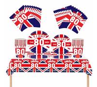 69 pezzi VJ Day 80° anniversario decorazioni per la tavola per feste VJ Day, piatti di carta da 17,8 cm 22,9 cm, tovaglioli, tazze per il giorno della liberazione, piatti Union Jack per 2025 VJ Day 80