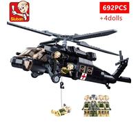 692PCS Militare UH-60L Aerei di Salvataggio Medico Building Blocks Black Hawk Modello di Elicottero Mattoni Con Mini Bambole Giocattolo Per Bambini Regali