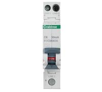 6A 30mA Rcbo Singolo Modulo C Curva - CRABTREE