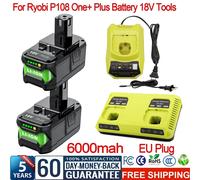 6Ah Per RYOBI 18V One + Plus Li-Ion di Ricambio Per Ryobi P108 P107 P108 RB18L50 RB18L20 Strumento di Potere Batteria Ricaricabile