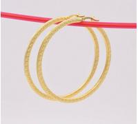 6cm 60mm Piatto Greco Chiave Orecchini a Cerchio Vero 14K Giallo Placcata Oro