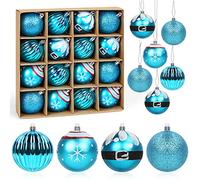 6cm Palle di Natale Modello, Blu 16PCS Palline Albero Natale, Palla di Natalizie, Palline di Plastica Decorazioni, Decorazioni per Feste, Set di Ornamenti per L'Albero di Natale